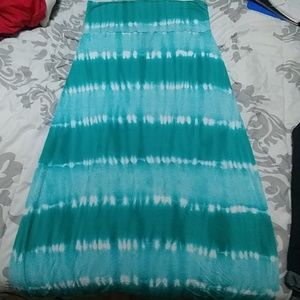 Long teal tie dye skirt